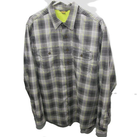 Eddie Bauer Men's Gray/Yellow Plaid Flannel Button Front Shirt Size Large Tall - Picture 1 of 8